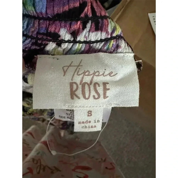 Hippie Rose Women's Floral Wide Leg Pants High Waist Multicolor Size S 012 - Picture 2 of 4